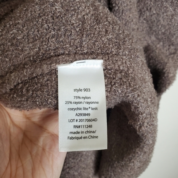 Barefoot Dreams CozyChic Lite Brown Island Wrap Draped Longline Cardigan Sweater - Picture 8 of 8